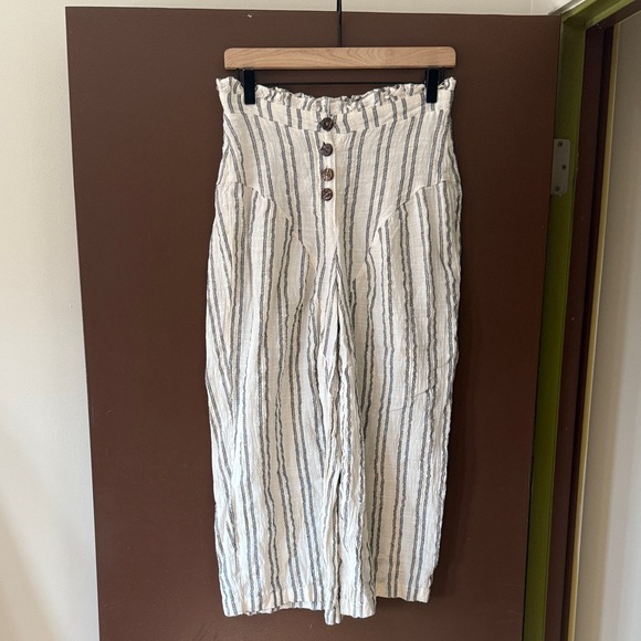 Free People Striped Cropped Pants - Picture 1 of 5